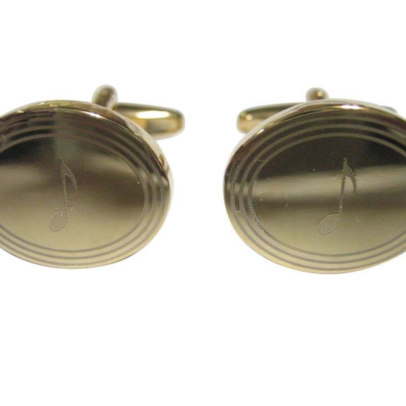 Music Note Semiquaver Gold Tone torpedo CUFFLINKS W/Box | eBay Gold Toned Oval Etched Single Quaver Musical Note Cufflinks